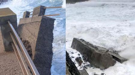Crolla il contrafforte di Turas, le onde buttano giù il cemento armato