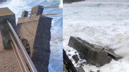 Crolla il contrafforte di Turas, le onde buttano giù il cemento armato