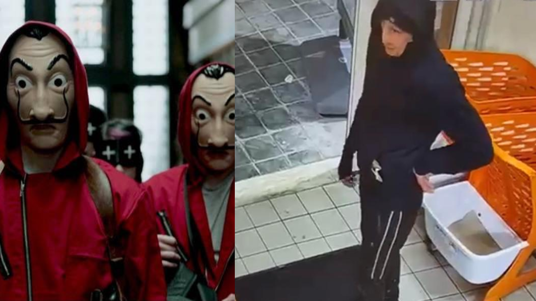 Il rapinatore con la maschera della Casa di carta ancora in azione: colpo alla farmacia