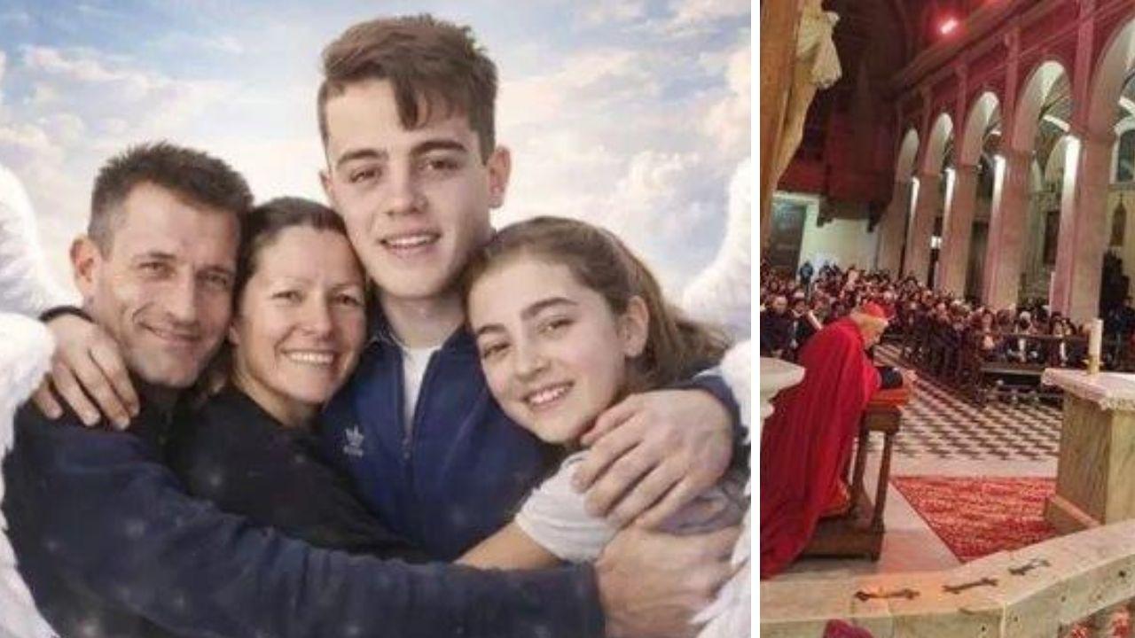 
	La famiglia Kola&nbsp; e un momento della veglia

