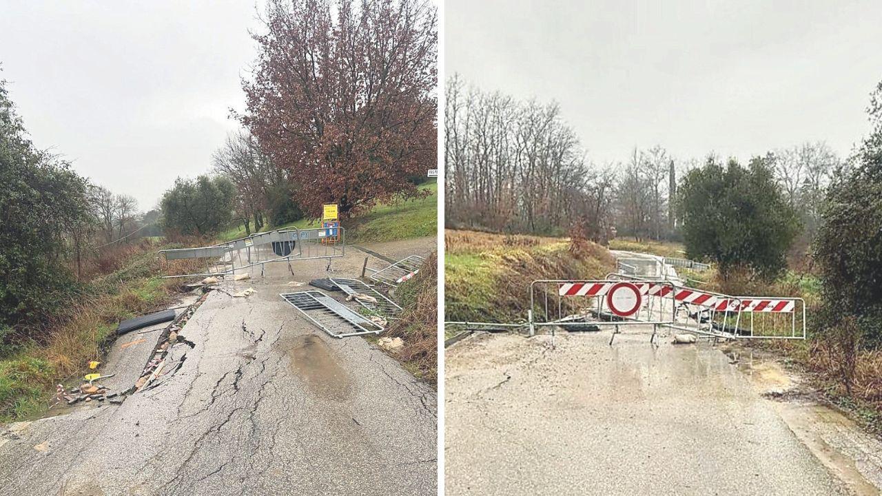 Le condizioni della strada provinciale 17 in riva al Vincio