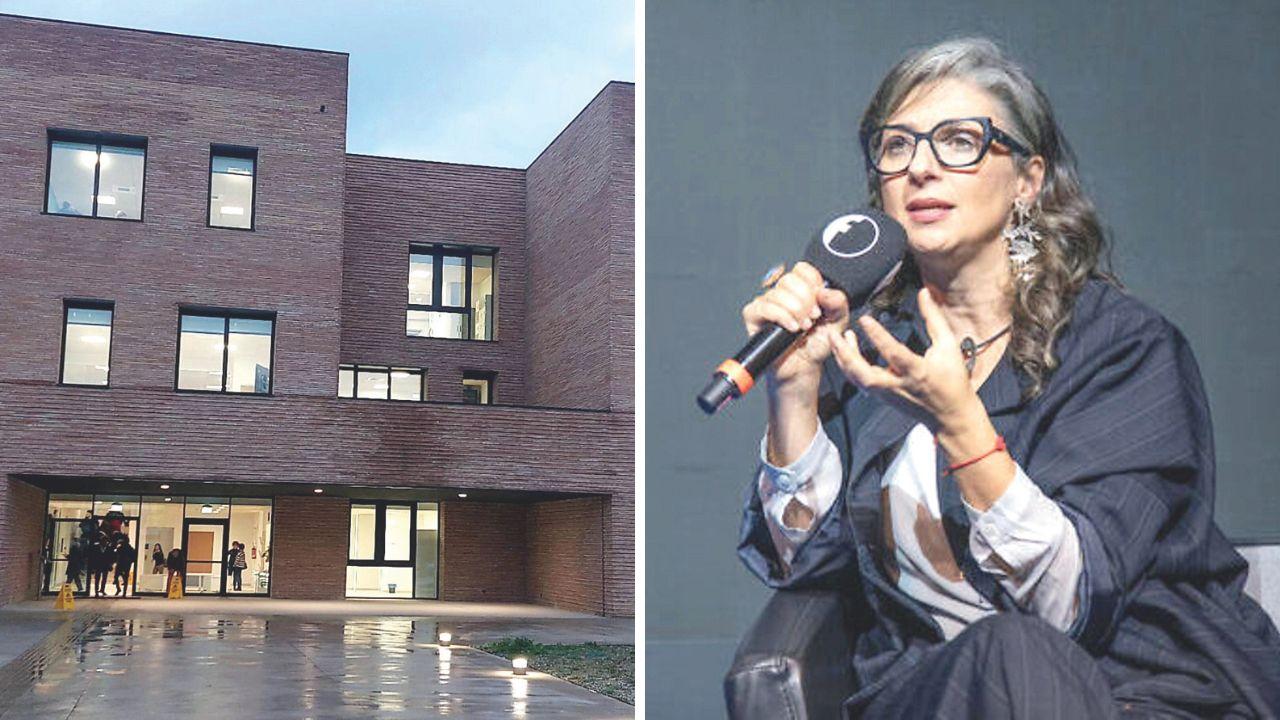 L’ingresso del liceo Montale e Francesca Albanese