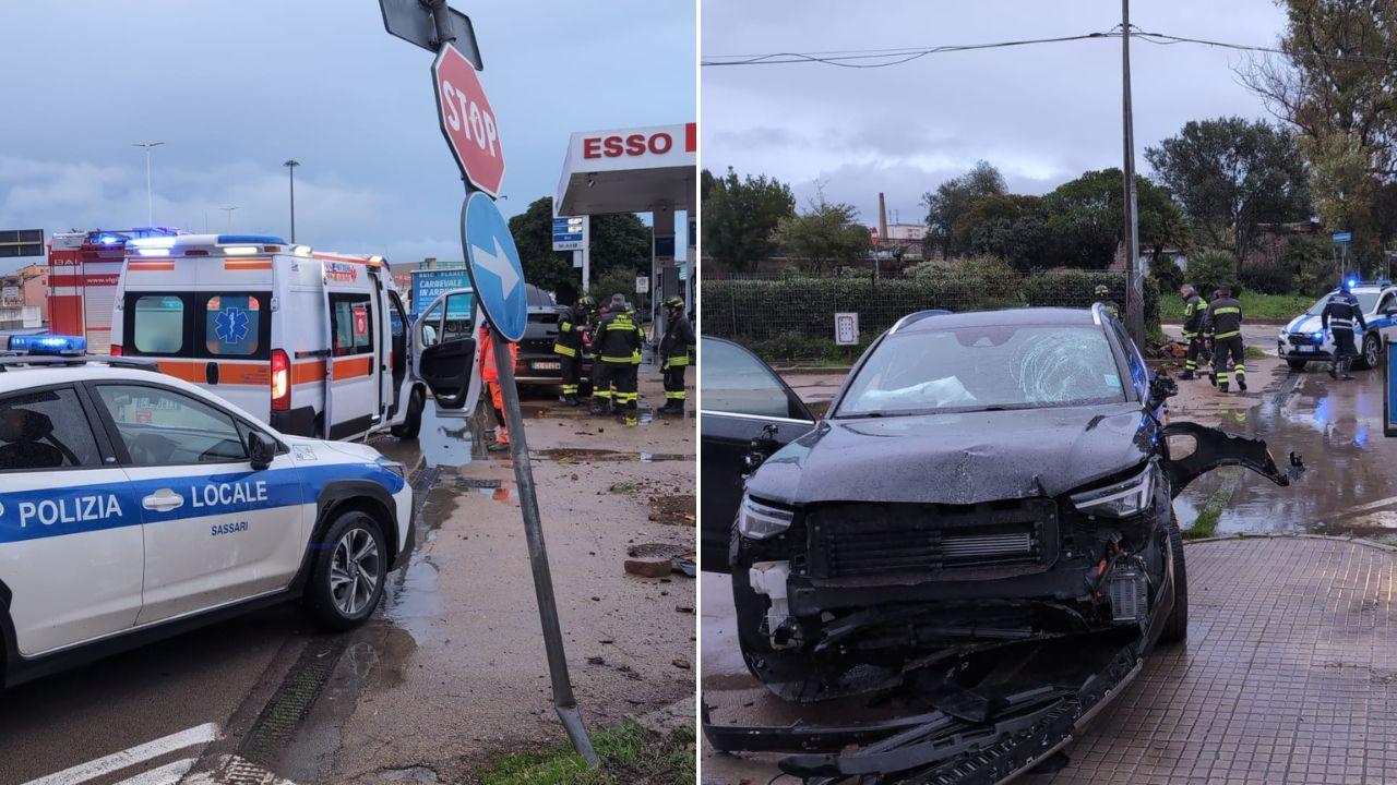 Sassari, auto abbatte un muretto e finisce nell’area di servizio: anche una bimba in ospedale