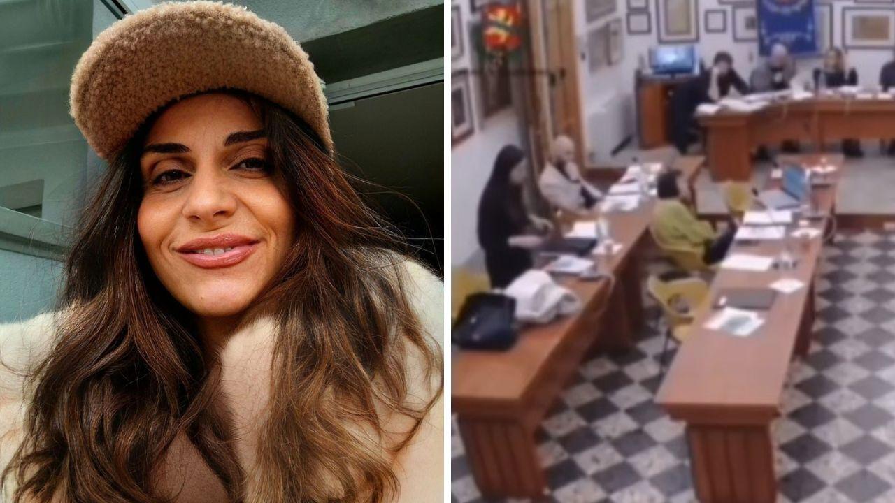 Monica Castro e l'intervento in consiglio comunale (Foto da profilo Fb)