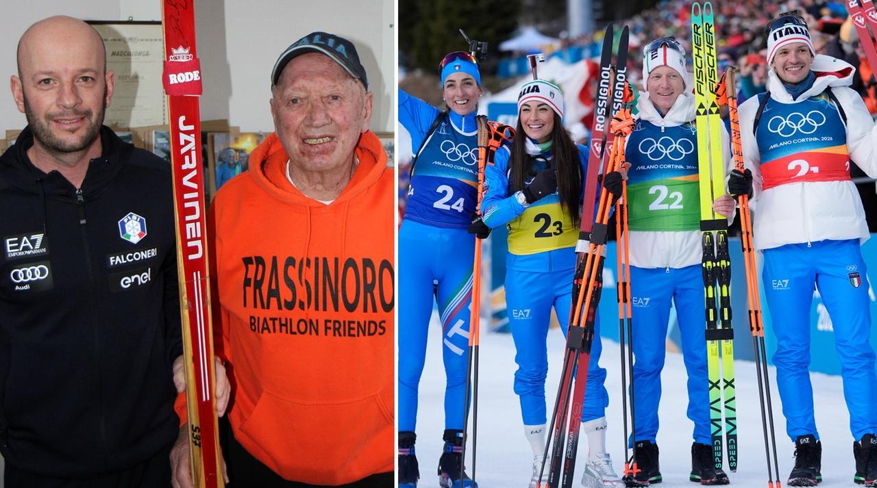 
	Simone Biondini con pap&agrave; Leonello e gli azzurri

