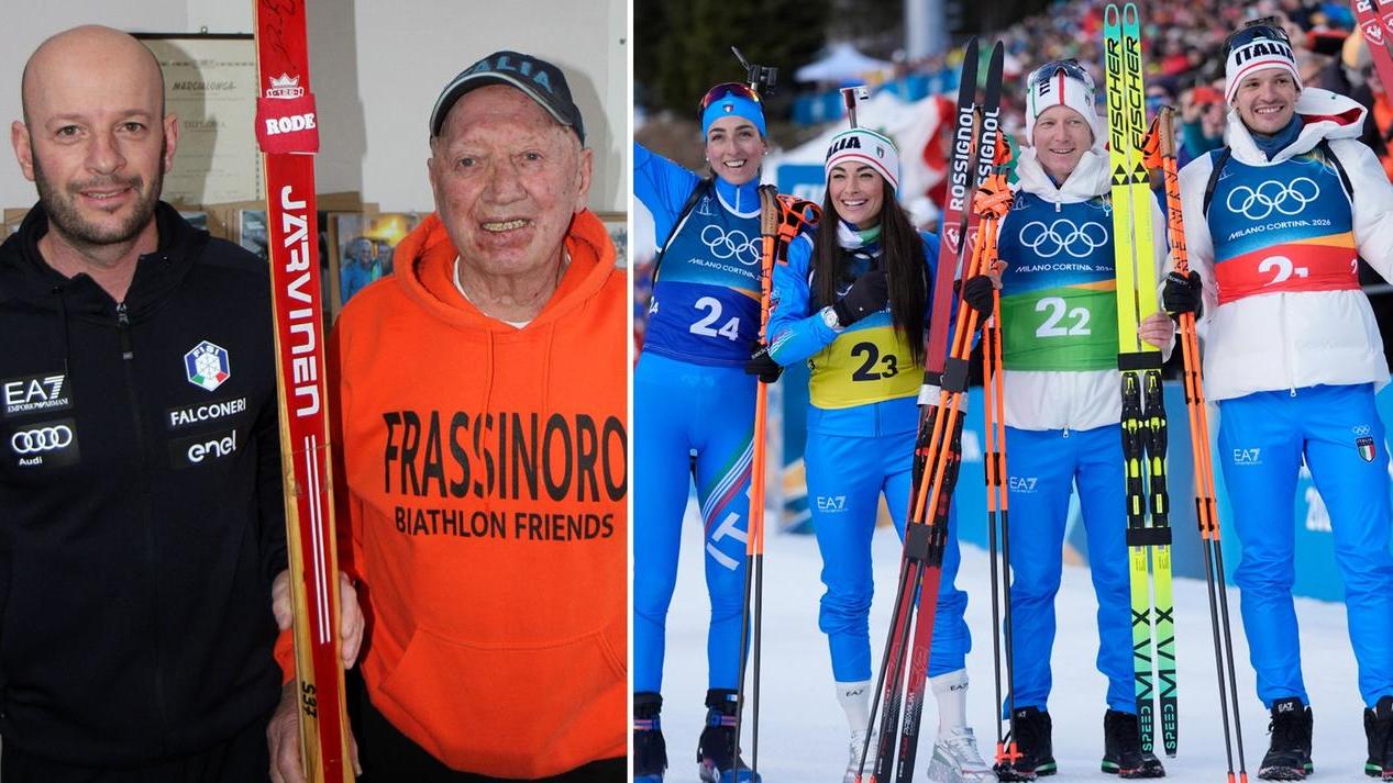 Simone Biondini con papà Leonello e gli azzurri