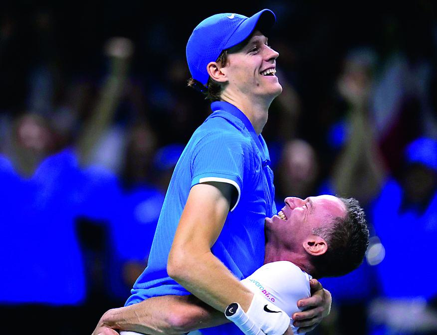 
	Jannik Sinner subito dopo il match della finale di Coppa Davis Italia-Olanda 2024

