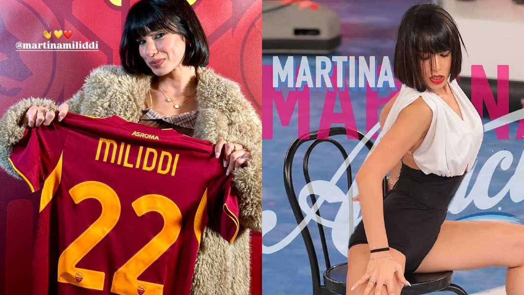Martina Miliddi da Affari tuoi all’Olimpico con la maglia della Roma