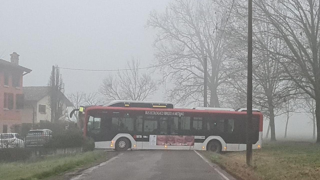 L’autista sbaglia strada e l’autobus Seta rimane incastrato a Fogliano