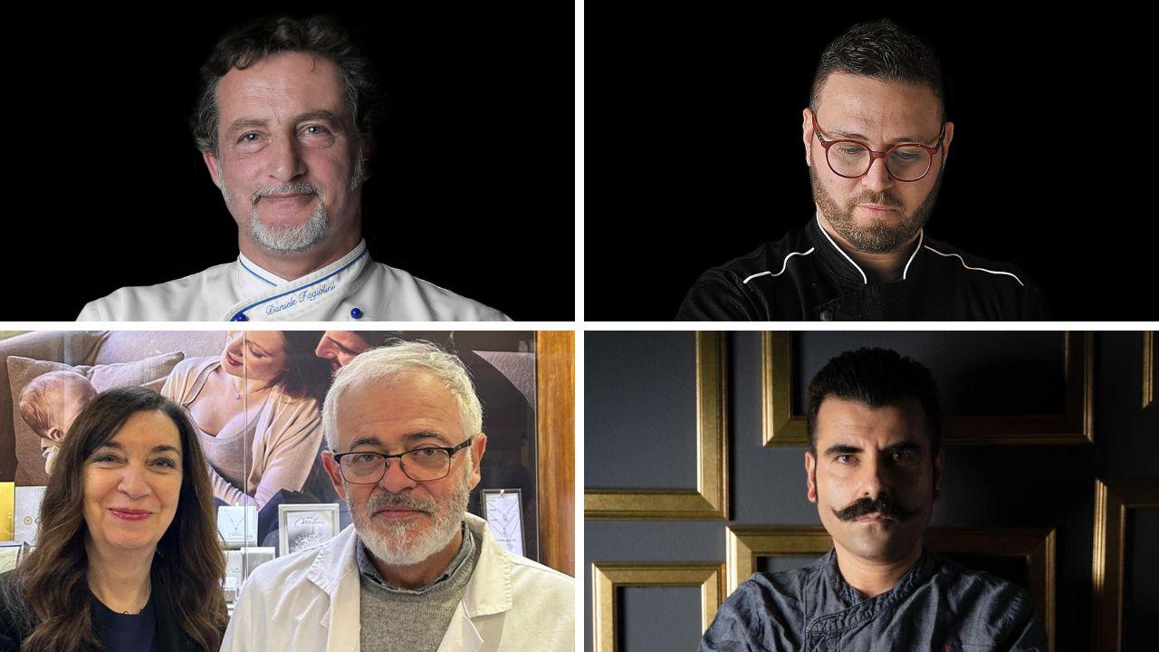 Daniele Fagiolini, Luca D’Auria, Gennaro Battiloro e Michele Benvenuti con la moglie Elena