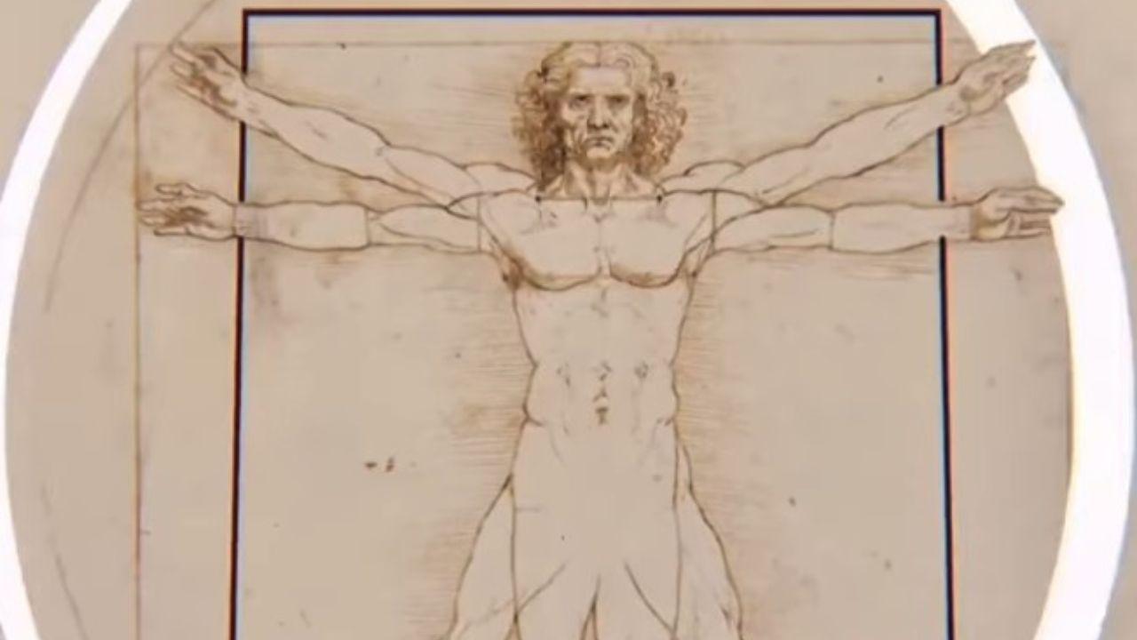 L’immagine dell’Uomo Vitruviano di Leonardo così come “censurato” nella sigla delle Olimpiadi di Milano Cortina
