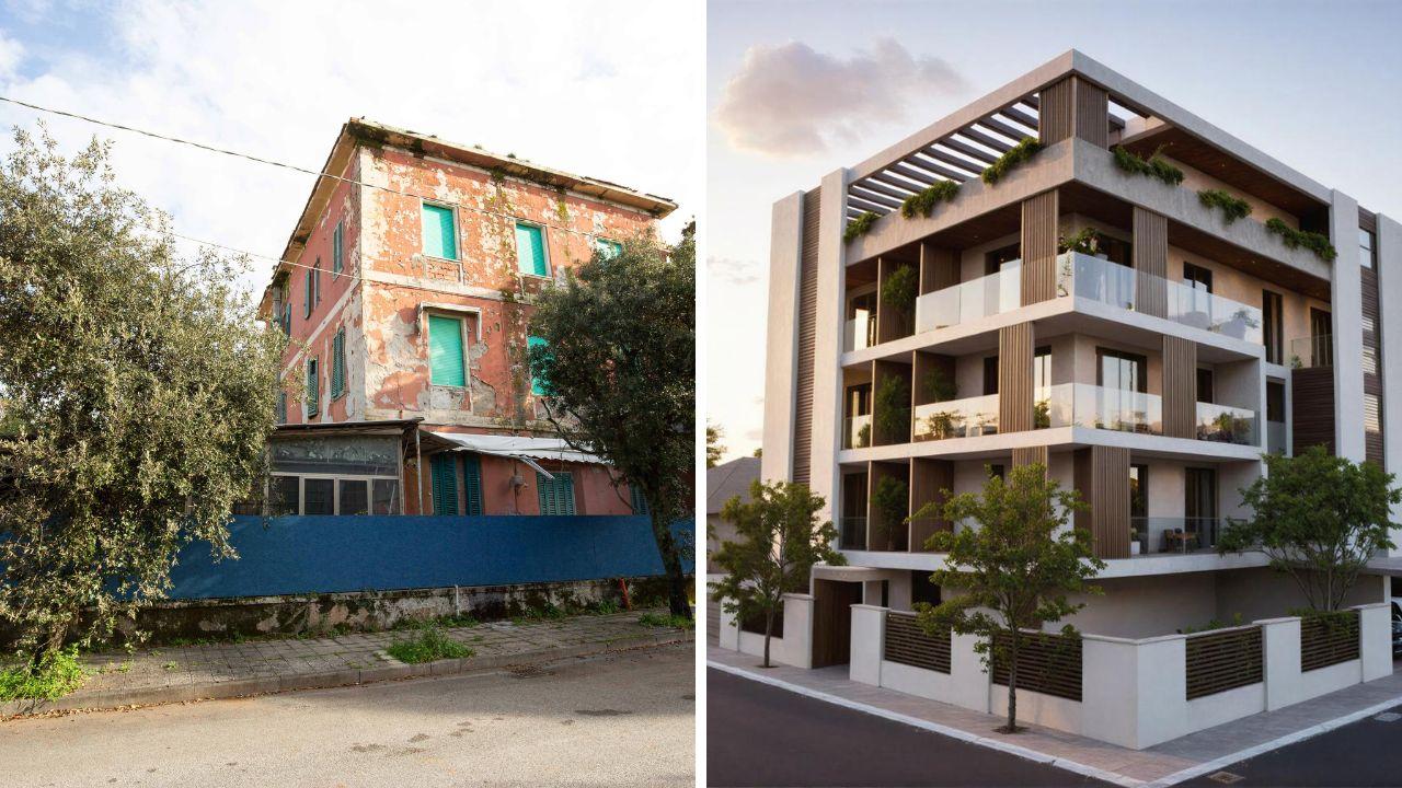 L'ex Piccolo (foto Giannini) e un rendering del progetto