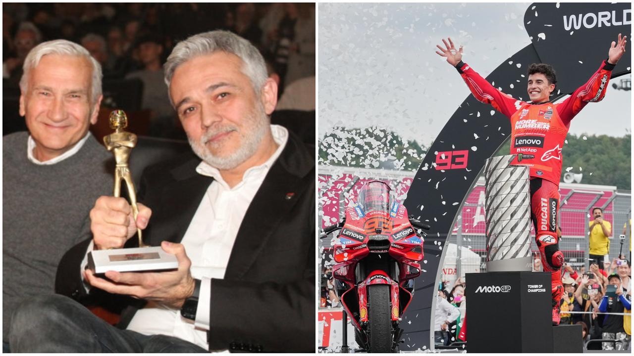 Grassilli con Tardozzi ai Caschi d'Oro, a destra Marc Marquez