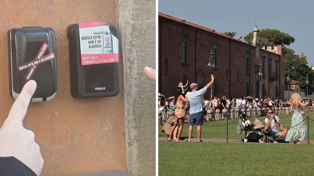 
	Una protesta contro gli affitti brevi a Pisa e turisti in piazza dei Miracoli

