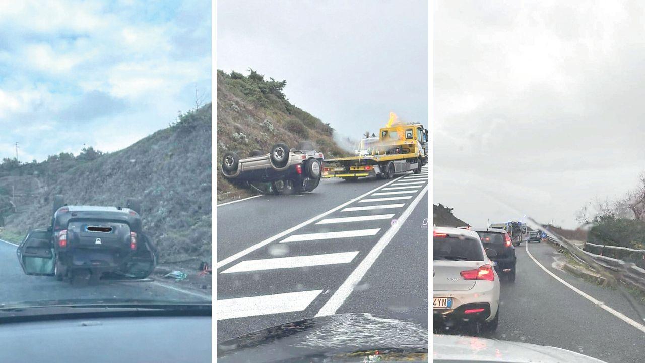 Le auto ribaltate sul Romito 