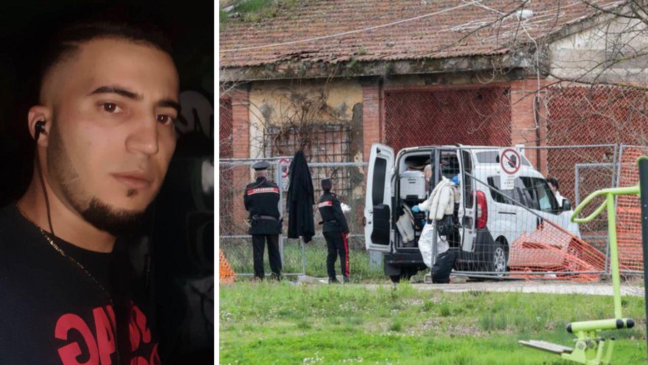A sx Issam Chlih, accusato di aver ucciso Silke Sauer. A dx i carabinieri nell’area ex Cnr di Scandicci dove è stato ritrovato il cadavere della donna