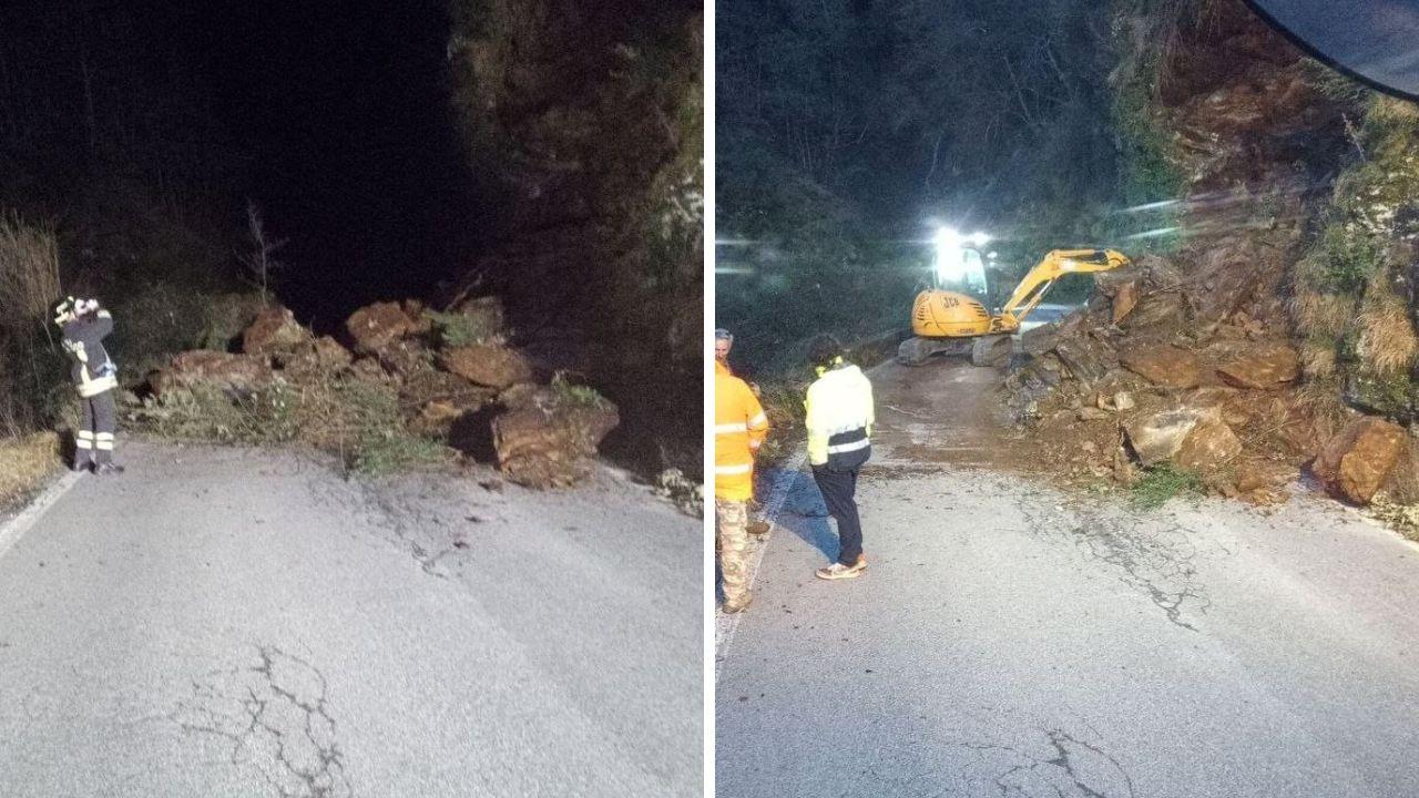 La frana sulla Sp9 a Stazzema