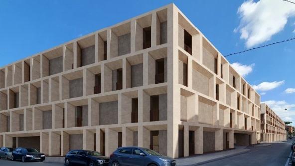 La simulazione grafica del nuovo parcheggio nel quartiere Santa Maria composto da quattro piani che sarà costruito all’incrocio tra via Derna e via Nicola Pisano