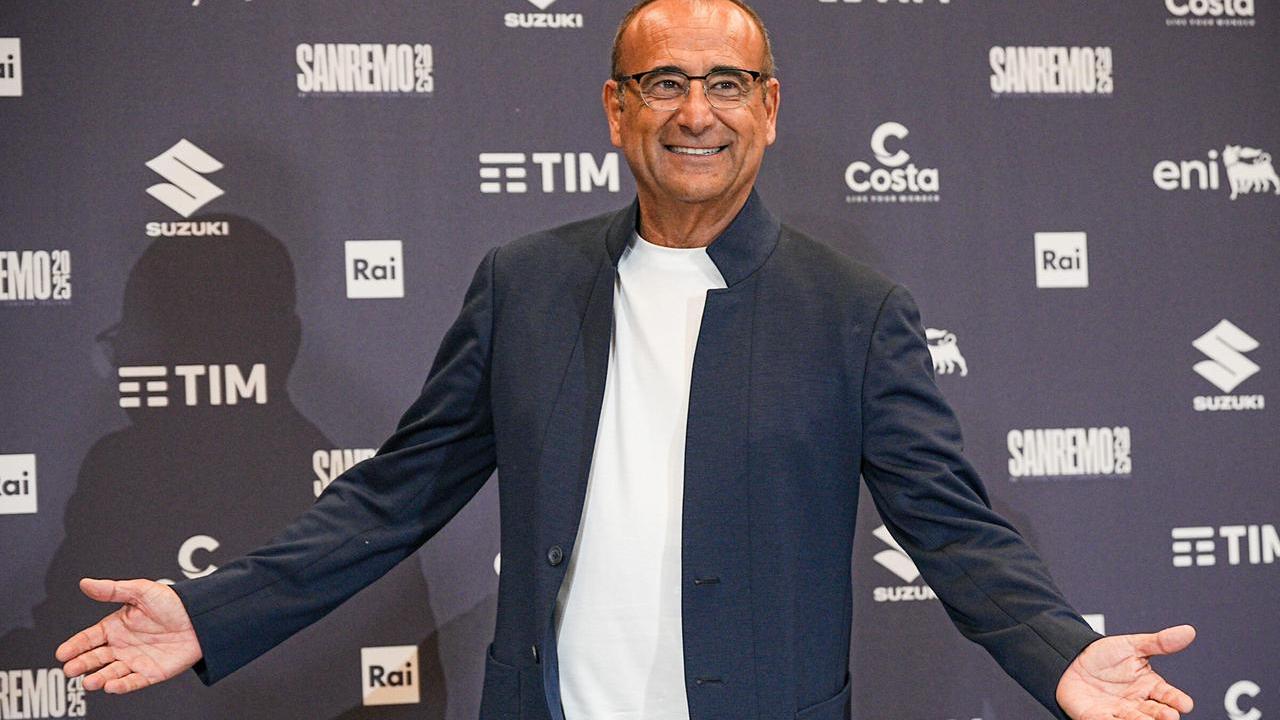 Carlo Conti nella scorsa edizione del festival di Sanremo