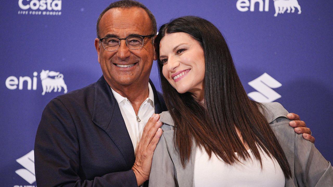 Carlo Conti e Laura Pausini 