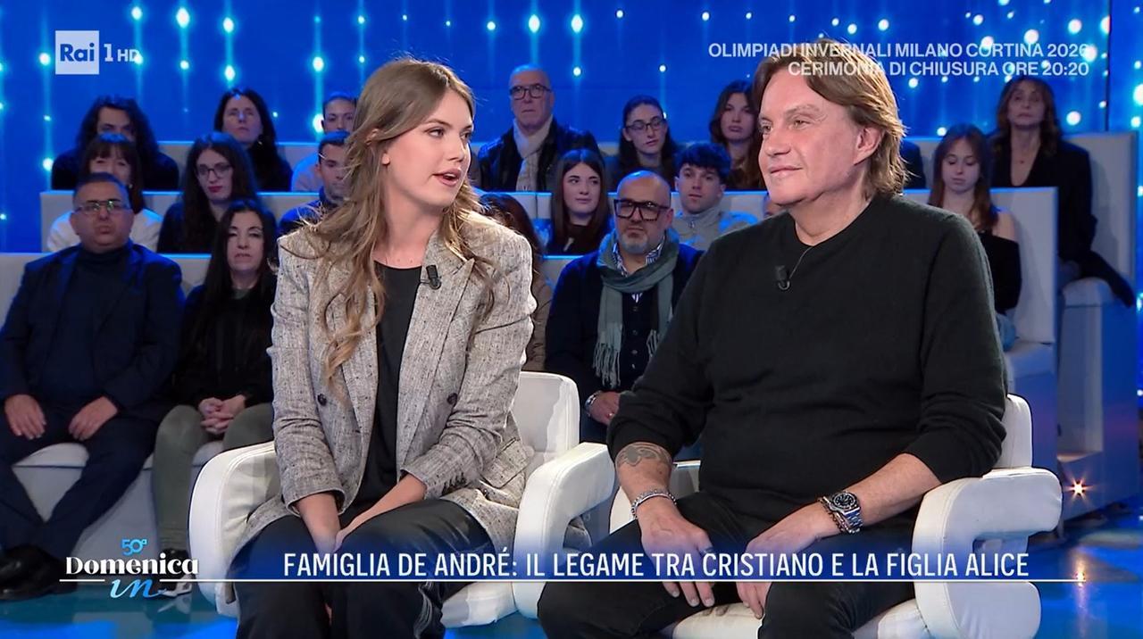 Cristiano De Andrè a Domenica In con la figlia Alice: «Vivo in Sardegna perché qui sento mio padre più vicino»