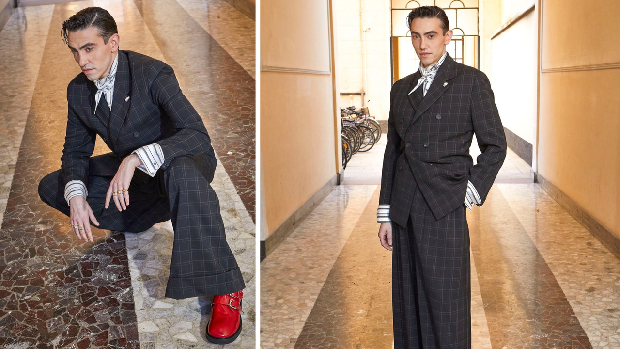 Prima serata di Sanremo, Michele Bravi sceglie l’eleganza di Antonio Marras: ecco il suo look