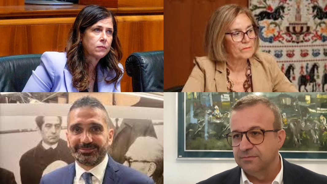 Dall'alto in senso orario Alessandra Todde, Rosanna Laconi, Emanuele Cani e Giuseppe Meloni