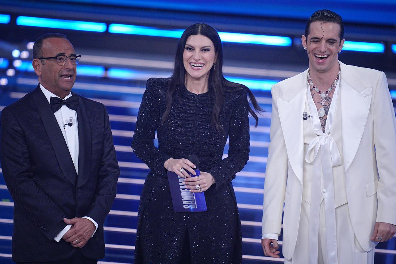
	Carlo Conti, Laura Pausini e Achille Lauro


