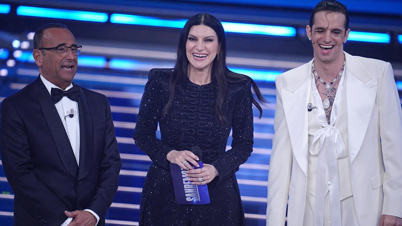 Carlo Conti, Laura Pausini e Achille Lauro