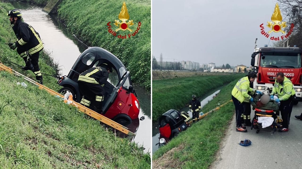 Con la minicar elettrica dentro al canale: ferito un anziano