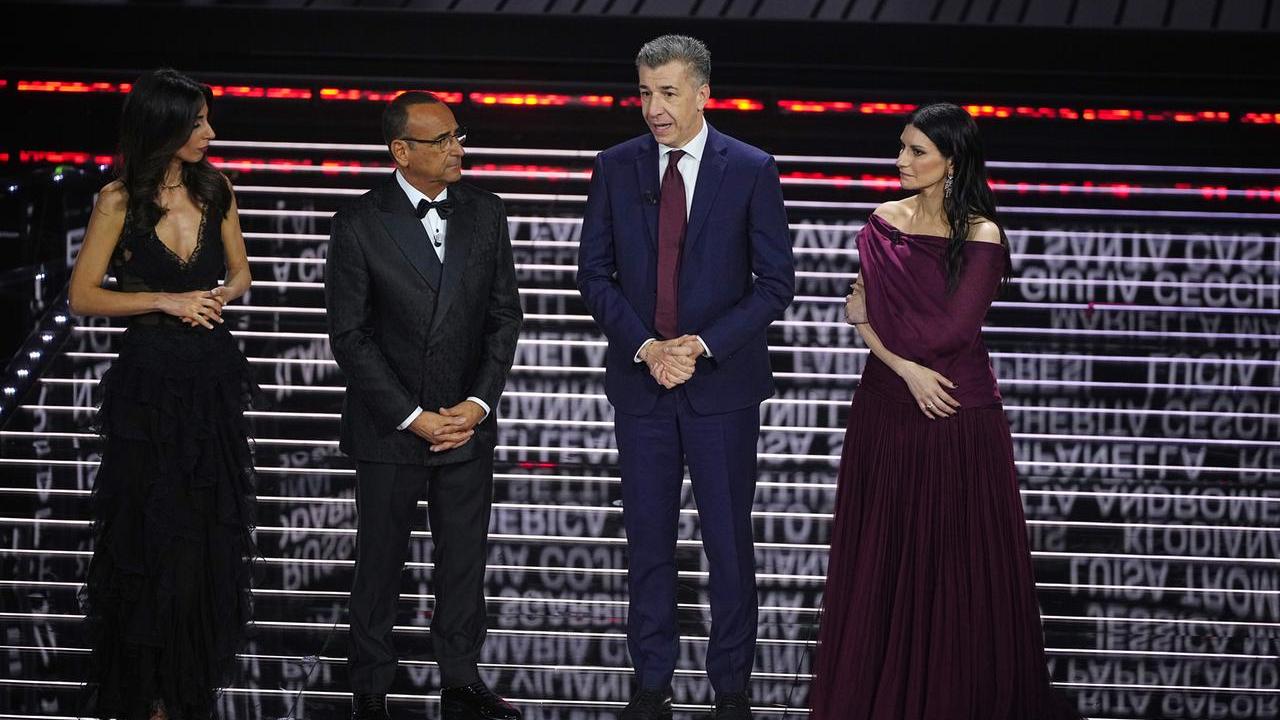 Gino Cecchettin, Carlo Conti, Laura Pausini e Giorgia Cardinaletti