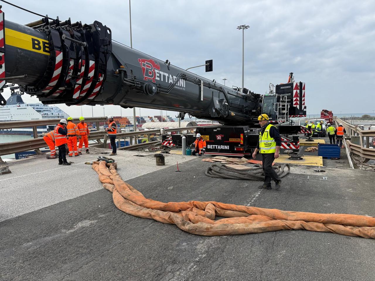 
	I tecnici all'opera sul ponte


