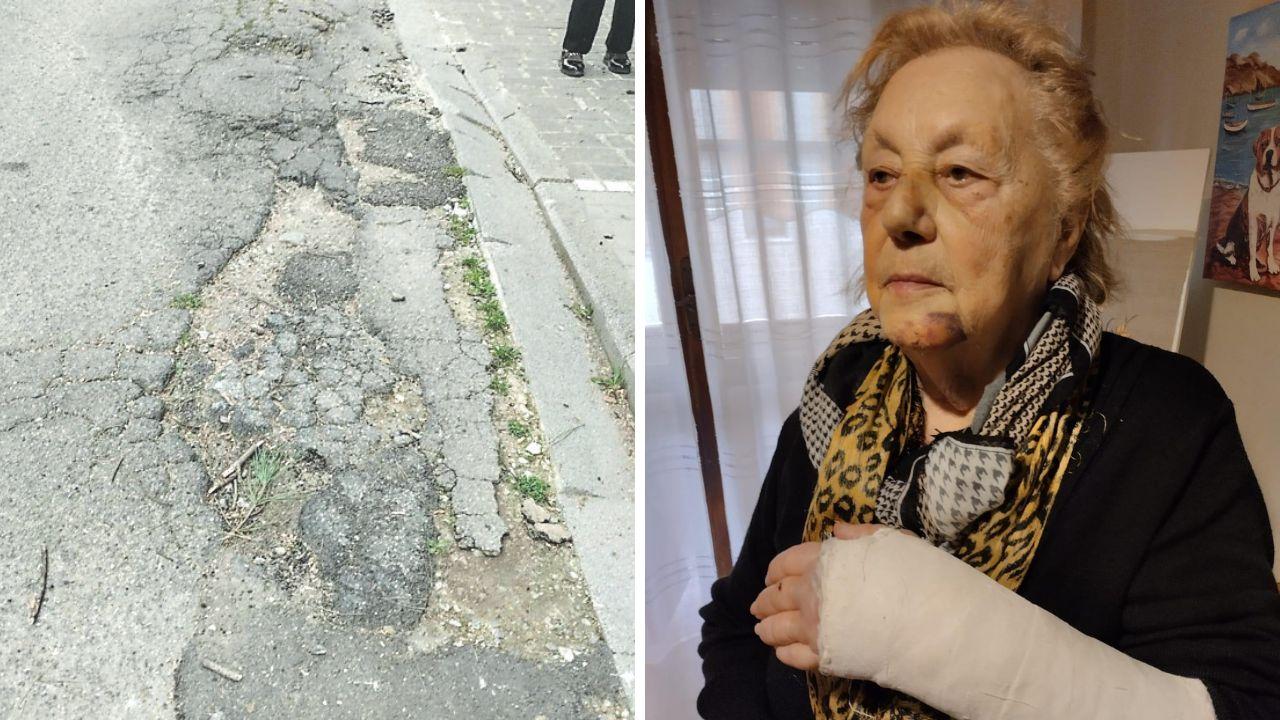 
	Il tratto di strada dissestato e&nbsp;Nicla Marri

