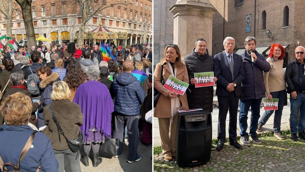 I due presidi per la pace in centro a Modena