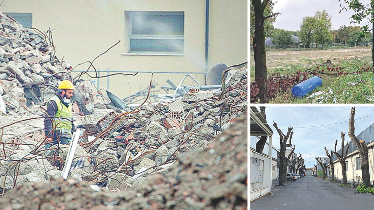 
	I lavori di demolizione dell'ex ospedale, a dx dall'alto l'area in cui&nbsp;sorger&agrave; la piscina e&nbsp;l&rsquo;area del Fabbricone

