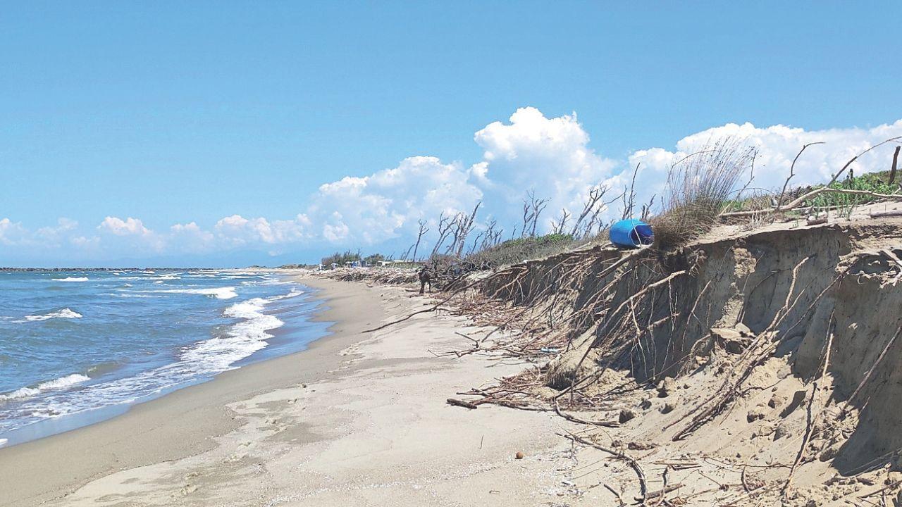 Costa pisana mangiata dall'erosione