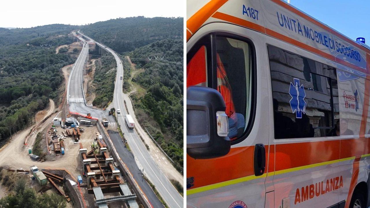 Il viadotto e i soccorsi sul posto 