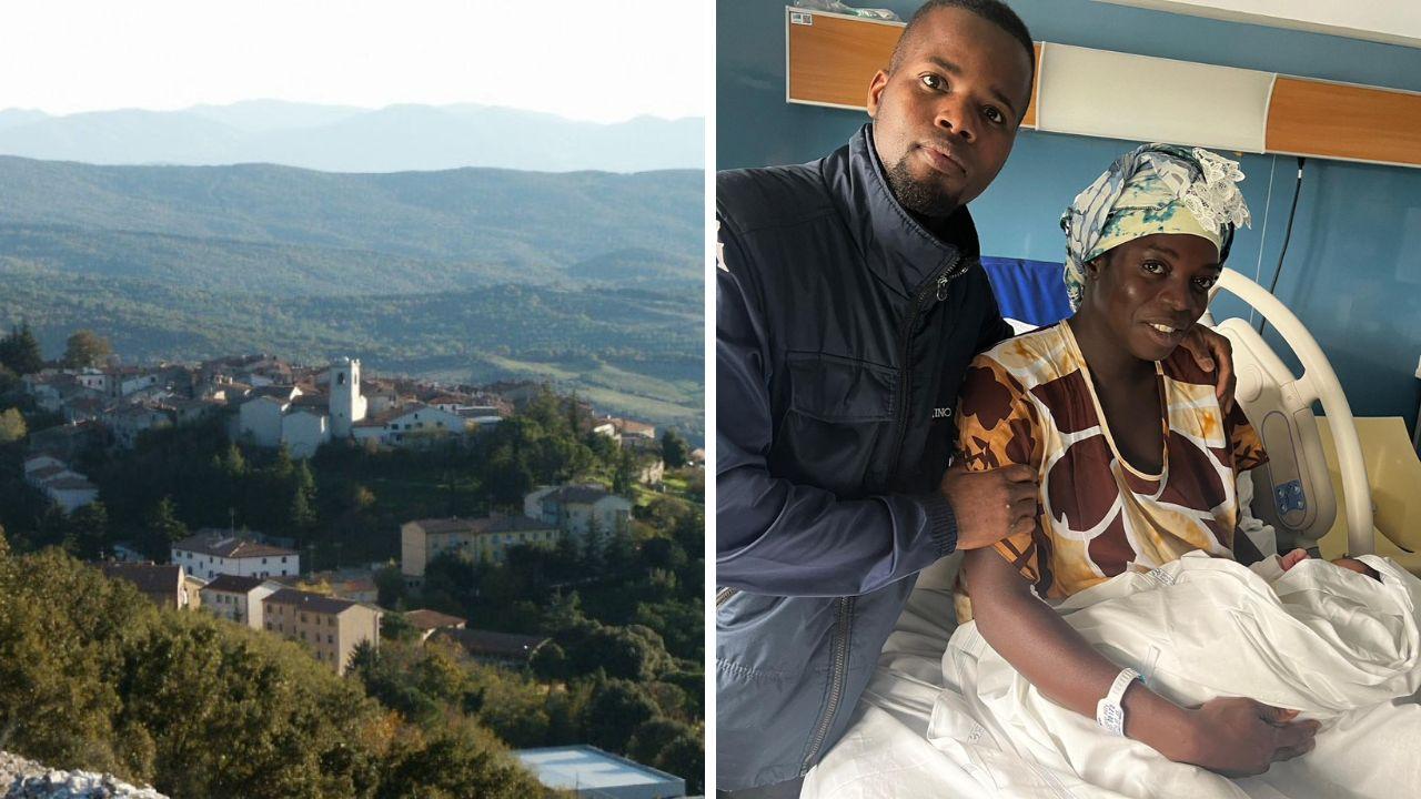 
	Una veduta di Monterotondo e i genitori della piccola Diara

