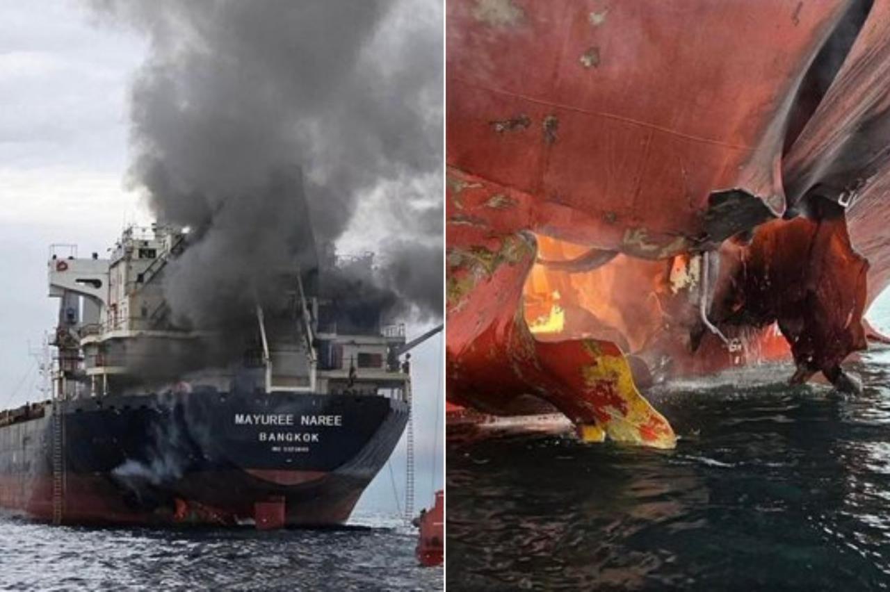 Nave cargo thailandese Mayuree Naree, colpita e incendiata nello Stretto di Hormuz