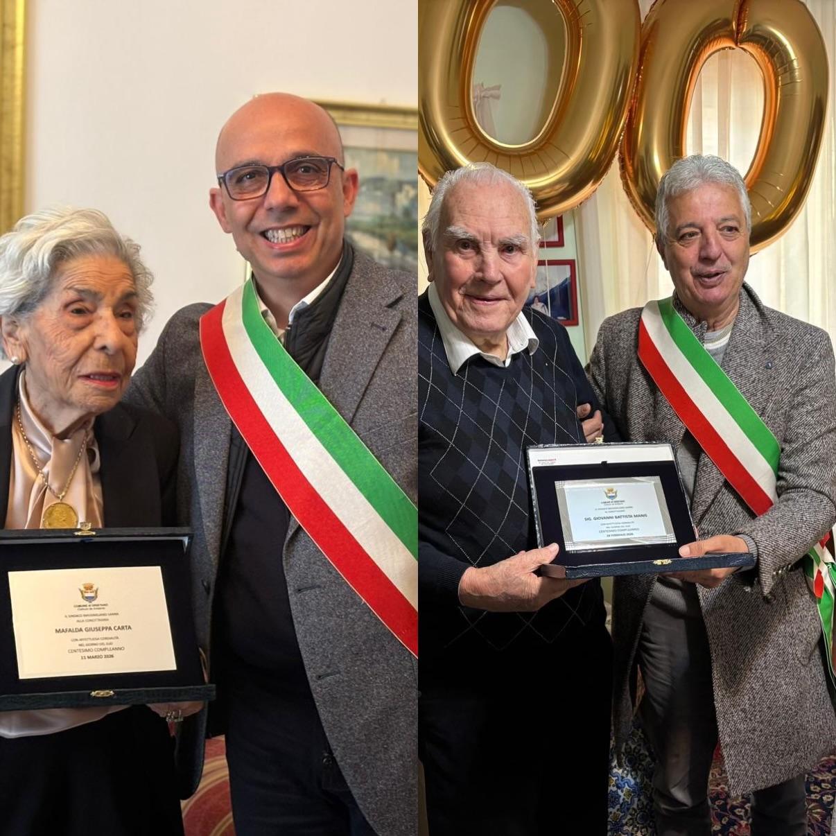 Due nuovi centenari in città. Il Comune consegna le targhe – Ecco chi sono