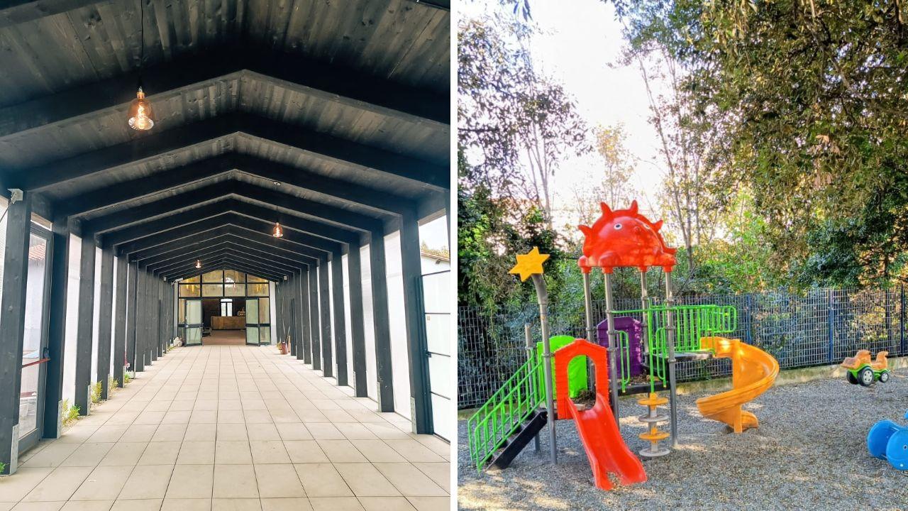 
	L&rsquo;ingresso e&nbsp;il parco giochi

