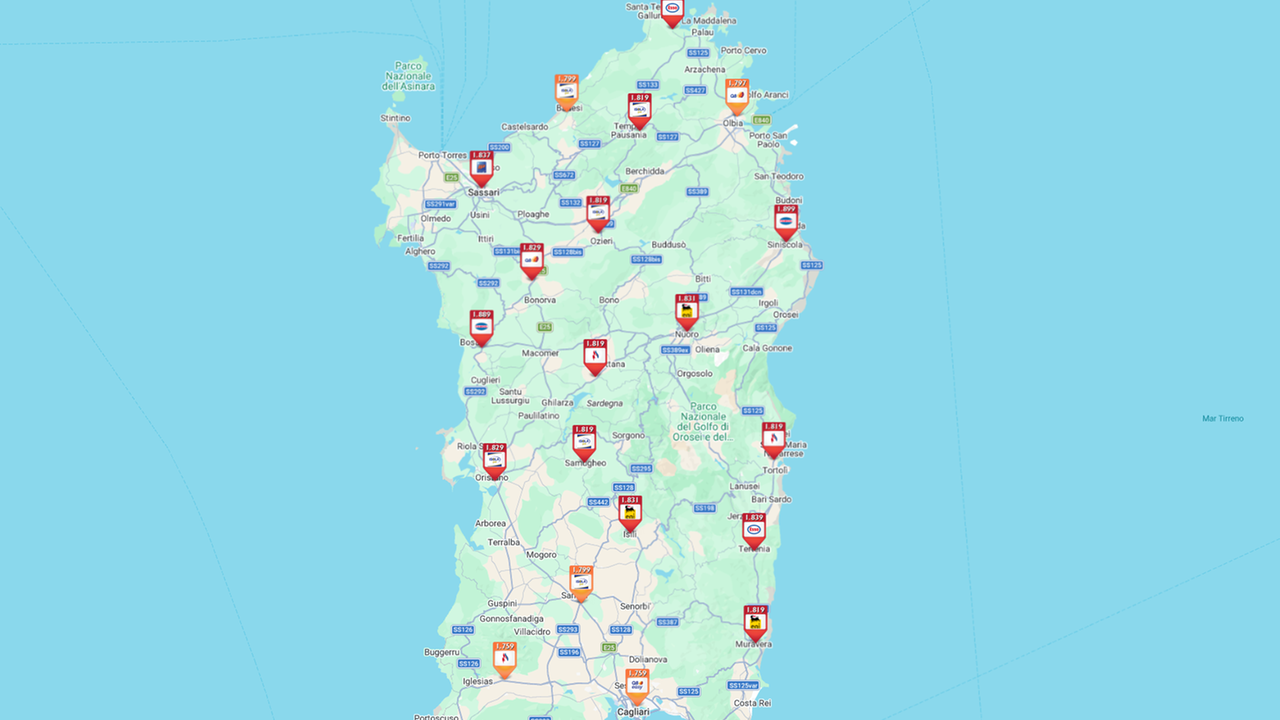 Uno screenshot dal portale Prezzibenzina.it