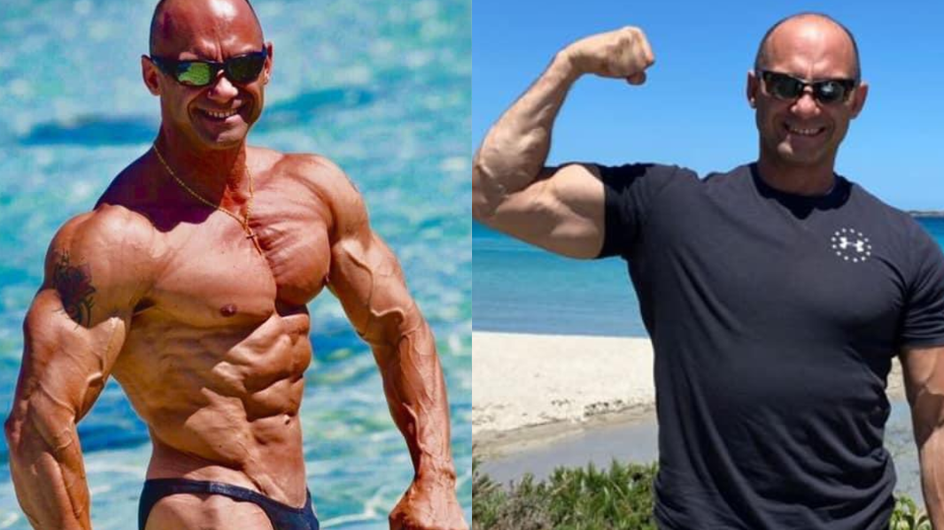 Due immagini di Gianstefano Fara, il campione di body building scomparso nell'incidente stradale a Macomer