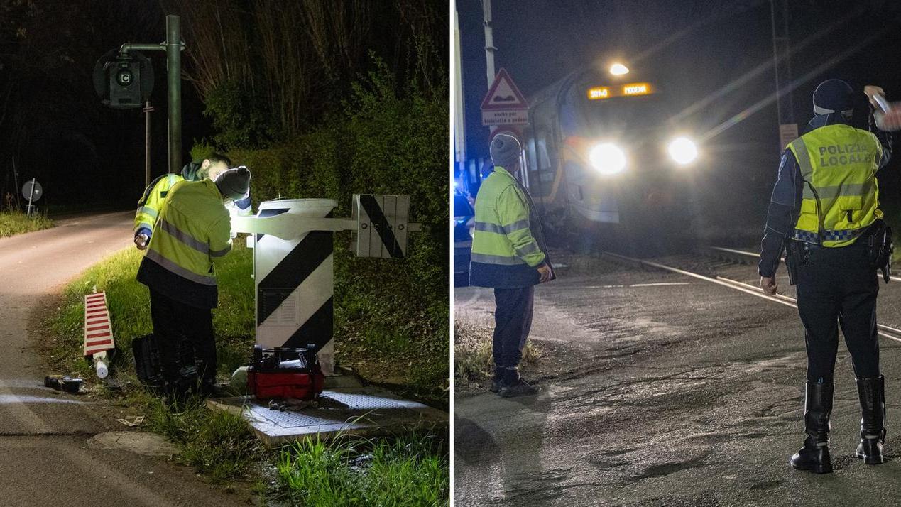 L'intervento sul passaggio a livello per le sbarre abbattute