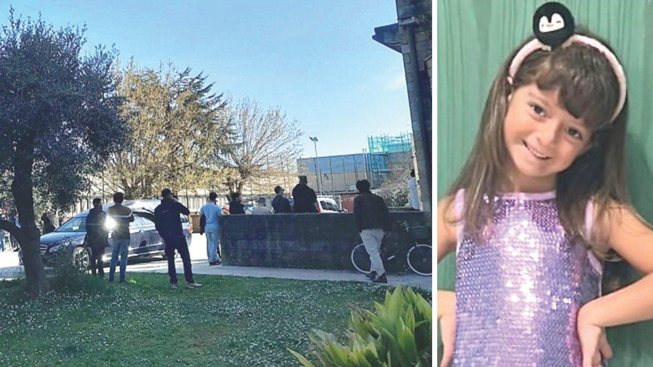 La piccola nella foto del manifesto con cui la famiglia ha informato la comunità della scomparsa; la chiesa