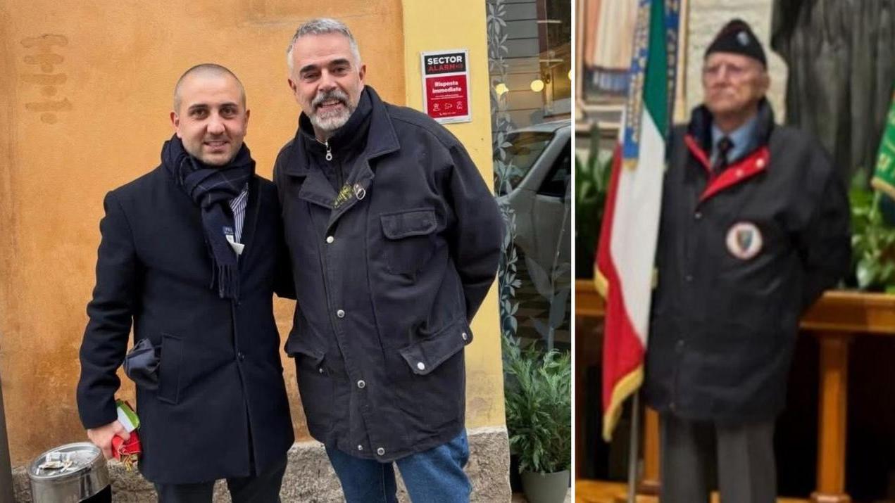 Luciano Masini con il vicesindaco di Polinago, a destra il papà Gianni