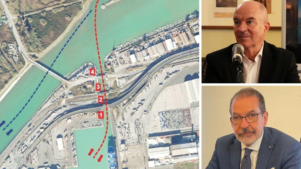 Il progetto del ponte; a destra in alto Salvetti e sotto il prefetto Dionisi 