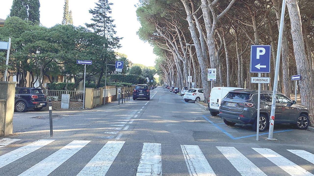 I parcheggi sul viale Galliano a Marina di Cecina