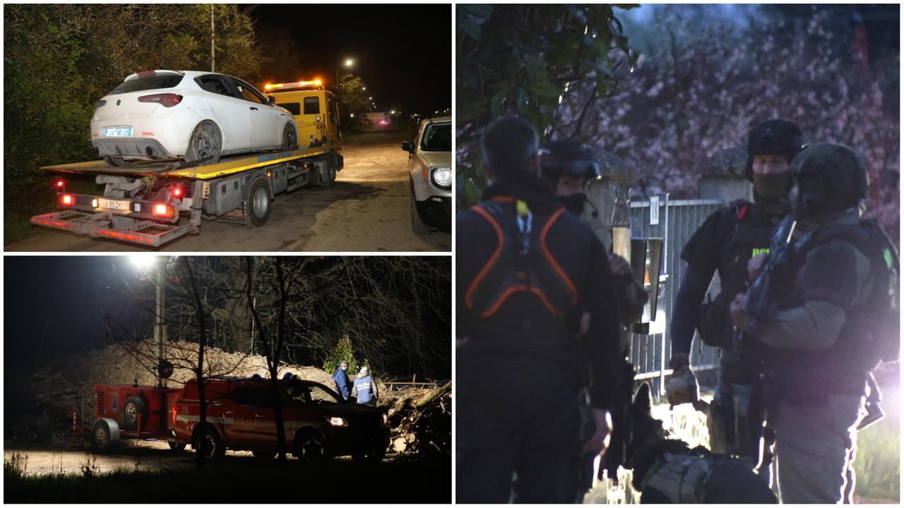 Le forze dell'ordine nel covo dei rapinatori a Vignola