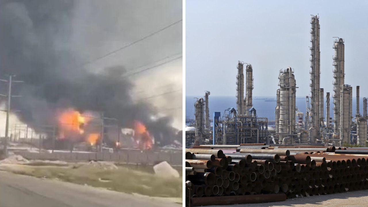 A dx una foto dell'impianto di South Pars in Iran